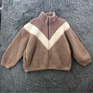 Nine West Pullover Womens Xl Vneck Color Block Sherpa Pockets